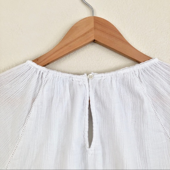 JOIE Mitney Embroidered Gauze Puff Sleeve Top in Porcelain White - Picture 13 of 13